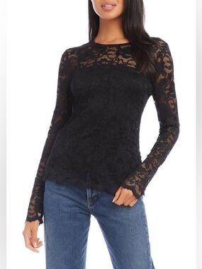 Karen Kane Women's Scalloped Hem Lace Top Sz Medium - NWT
